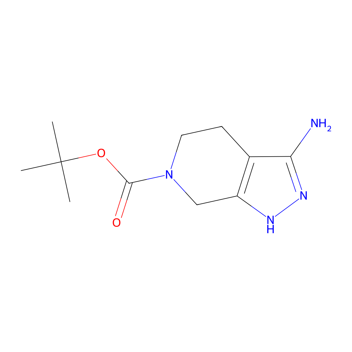 tert-butyl 3-amino-2H,4H,5H,6H,7H-pyrazolo(3,4-c)pyridine-6-carboxylate molecular structure, CAS 398491-63-9
