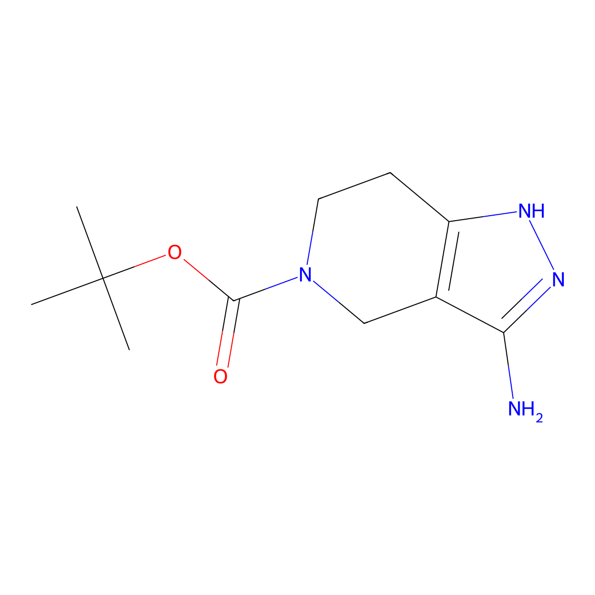 tert-butyl 3-amino-1H,4H,5H,6H,7H-pyrazolo(4,3-c)pyridine-5-carboxylate molecular structure, CAS 398491-64-0