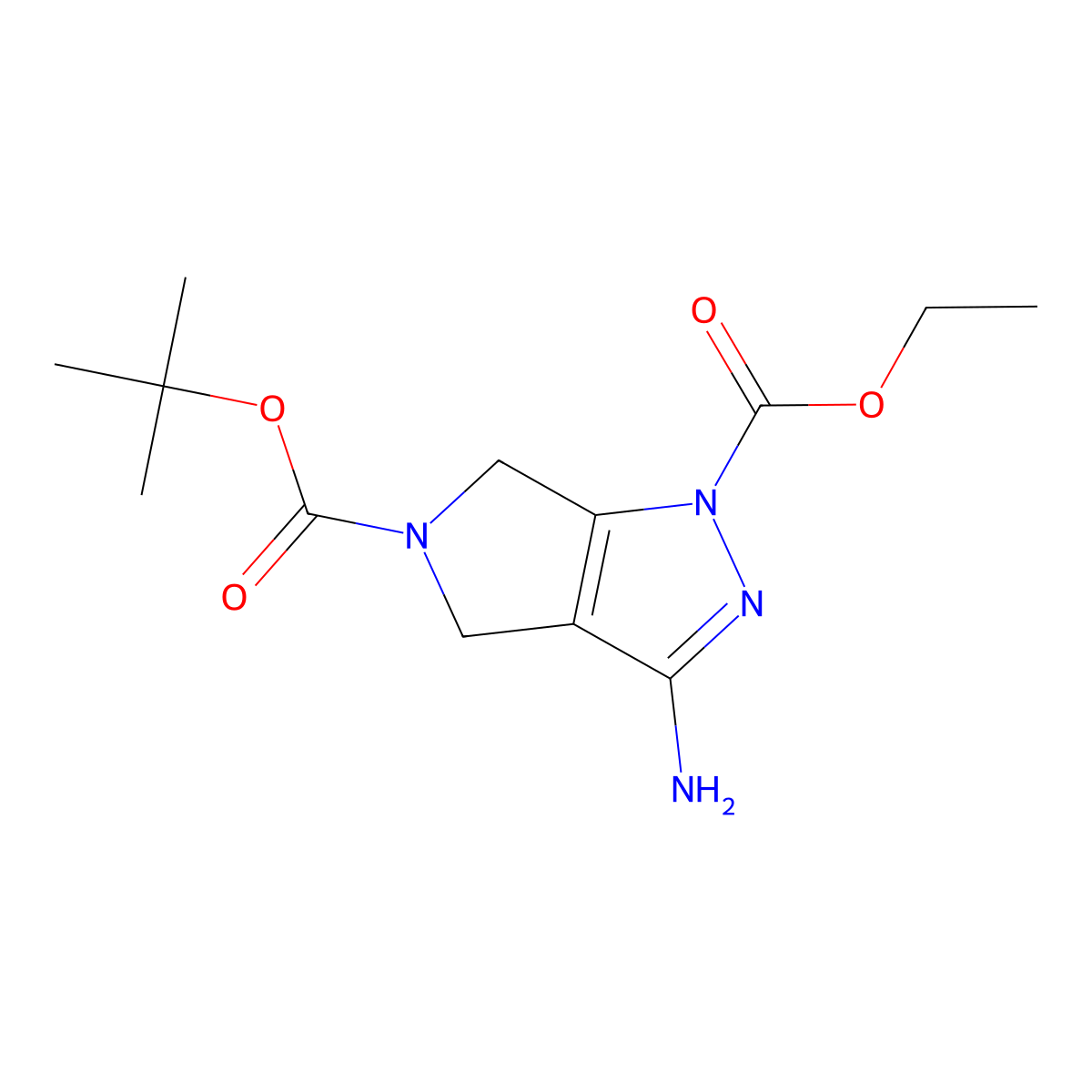 5-tert-Butyl 1-ethyl 3-amino-4,6-dihydropyrrolo(3,4-c)pyrazole-1,5-dicarboxylate molecular structure, CAS 398495-65-3