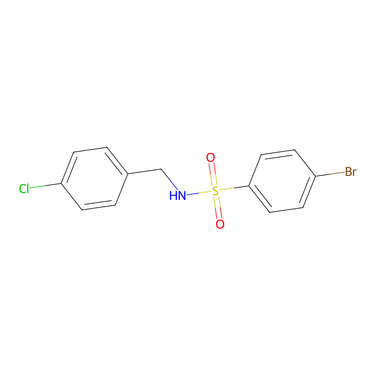 4-bromo-N-(4-chlorobenzyl)benzenesulfonamide molecular structure, CAS 398520-09-7