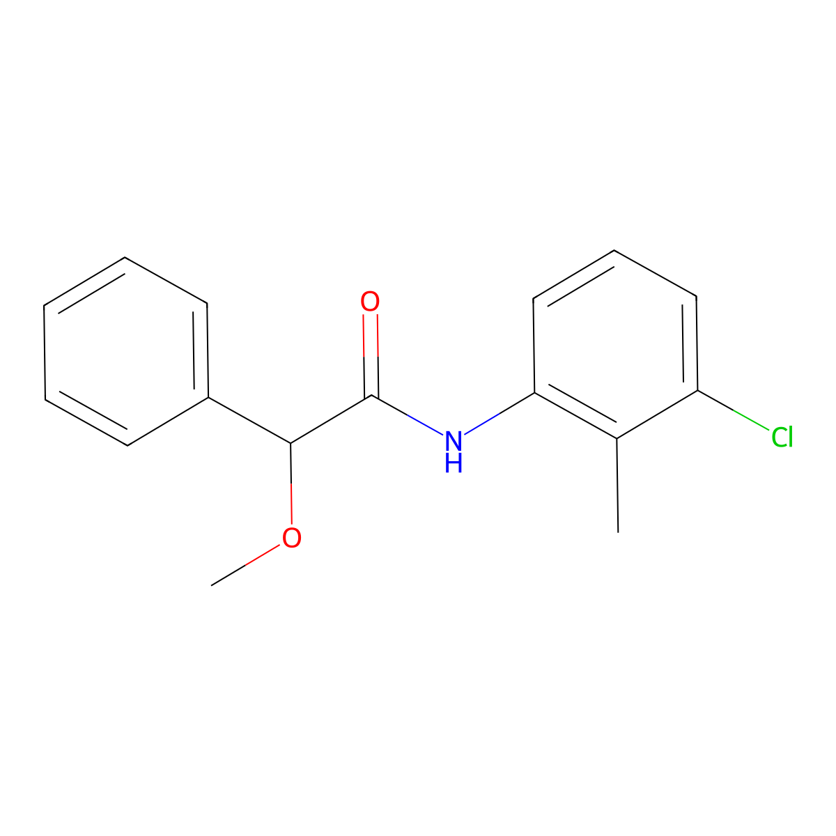 N-(3-chloro-2-methylphenyl)-2-methoxy-2-phenylacetamide molecular structure, CAS 398520-83-7