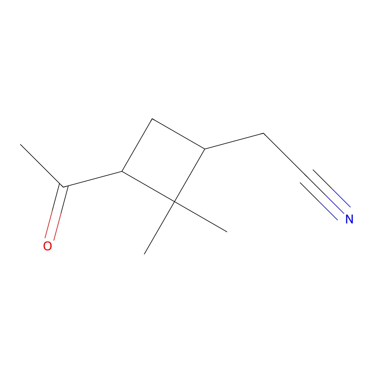 2-[(1S,3S)-3-acetyl-2,2-dimethyl-cyclobutyl]acetonitrile molecular structure, CAS 39863-94-0