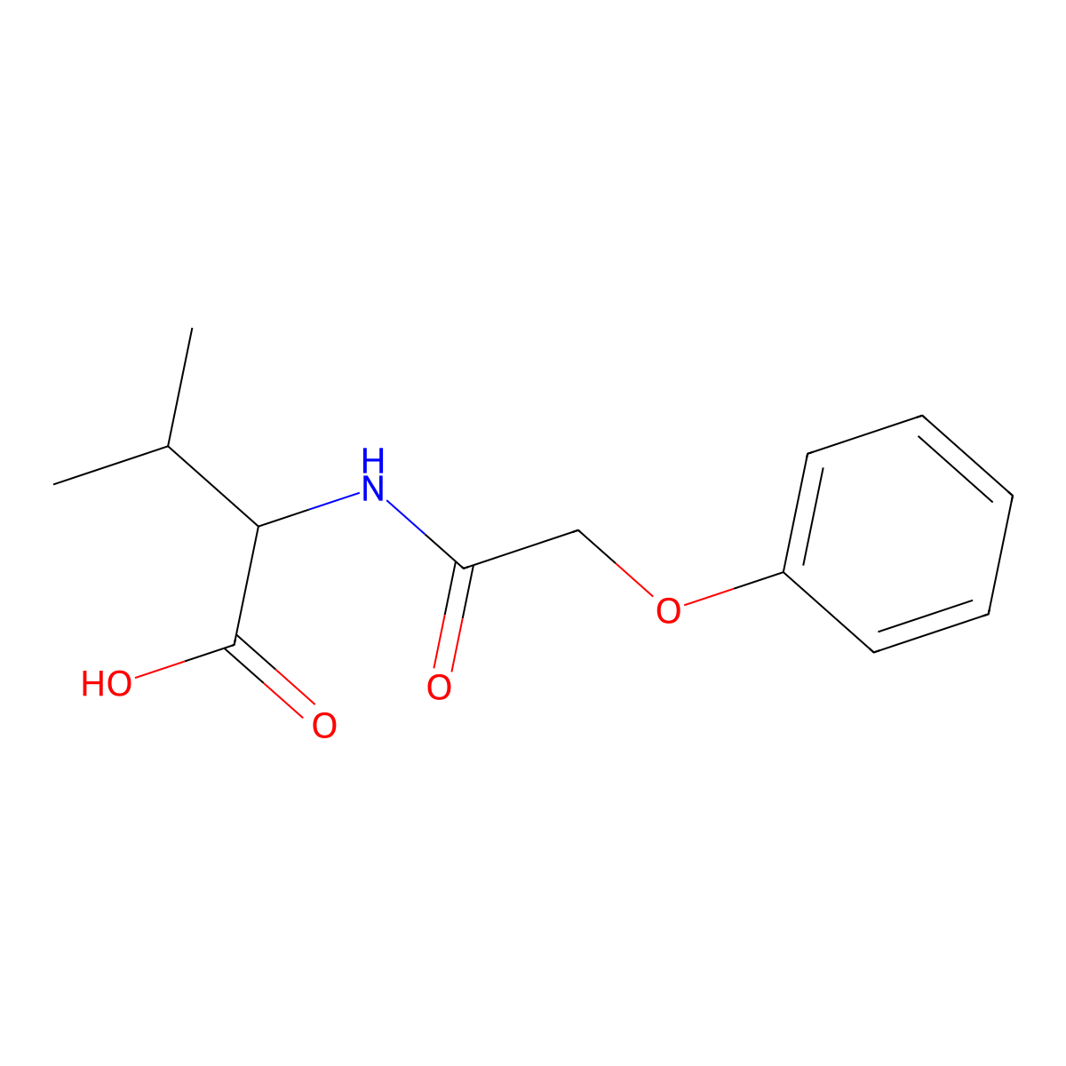 3-Methyl-2-(2-phenoxyacetamido)butanoic acid molecular structure, CAS 39864-48-7