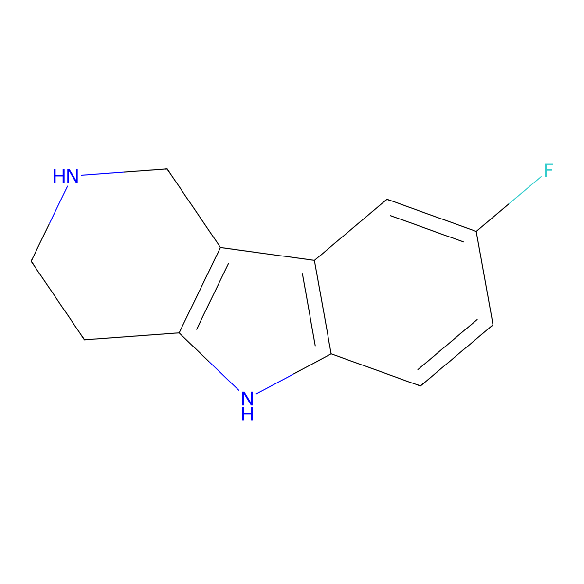 8-fluoro-1H,2H,3H,4H,5H-pyrido(4,3-b)indole molecular structure, CAS 39876-39-6