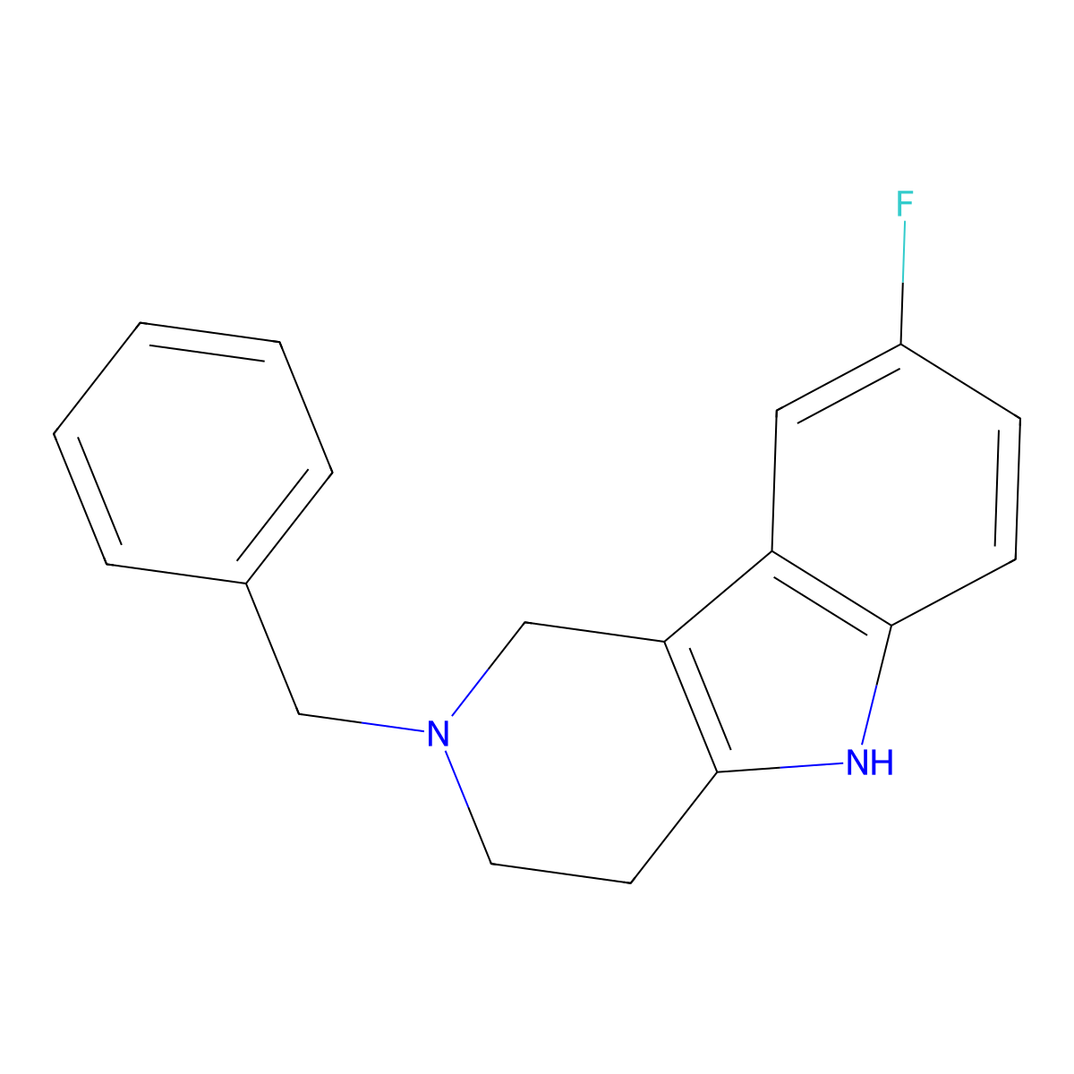 1H-Pyrido[4,3-b]indole, 2-benzyl-8-fluoro-2,3,4,5-tetrahydro- molecular structure, CAS 39876-42-1