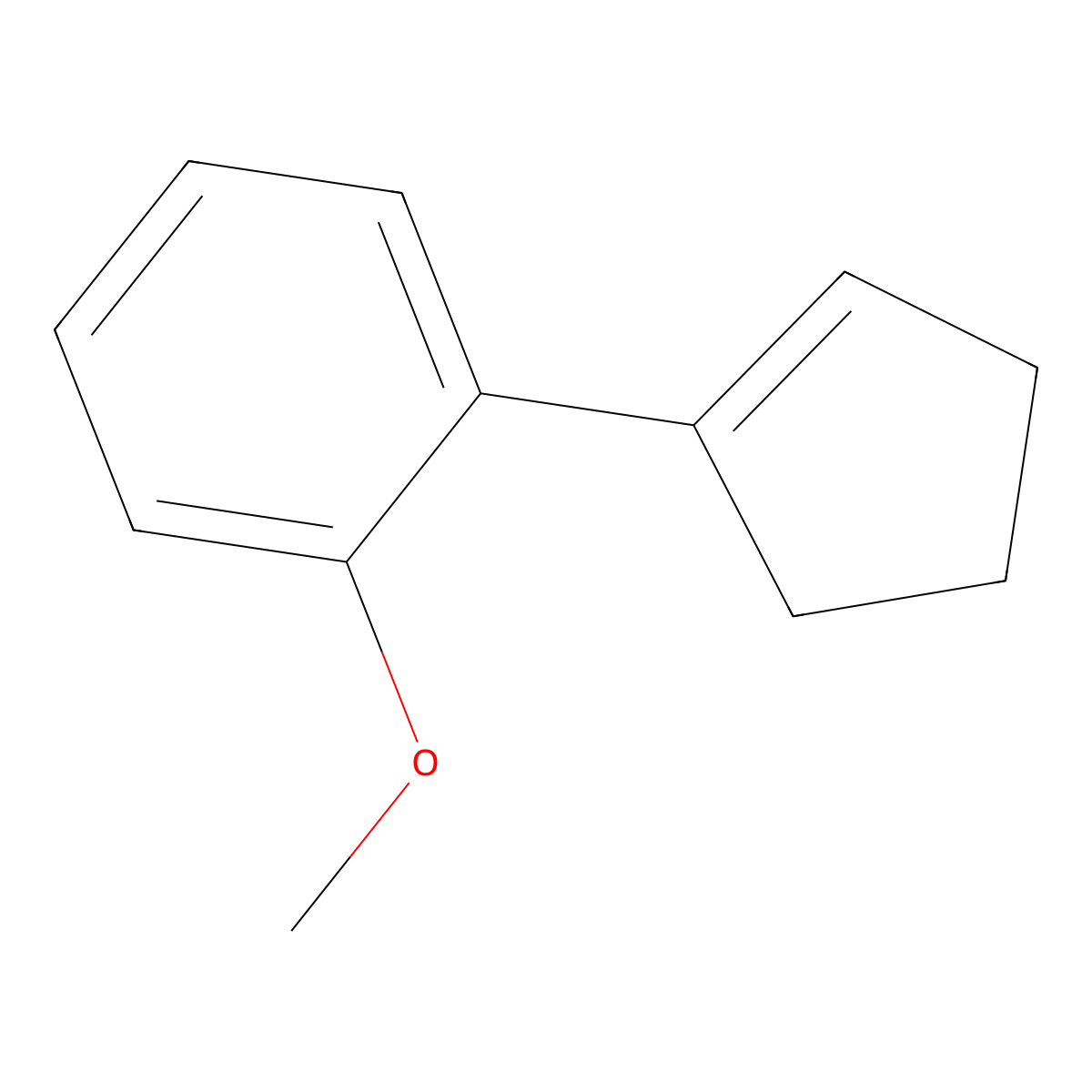 Benzene, 1-(1-cyclopenten-1-yl)-2-methoxy- molecular structure, CAS 39877-86-6