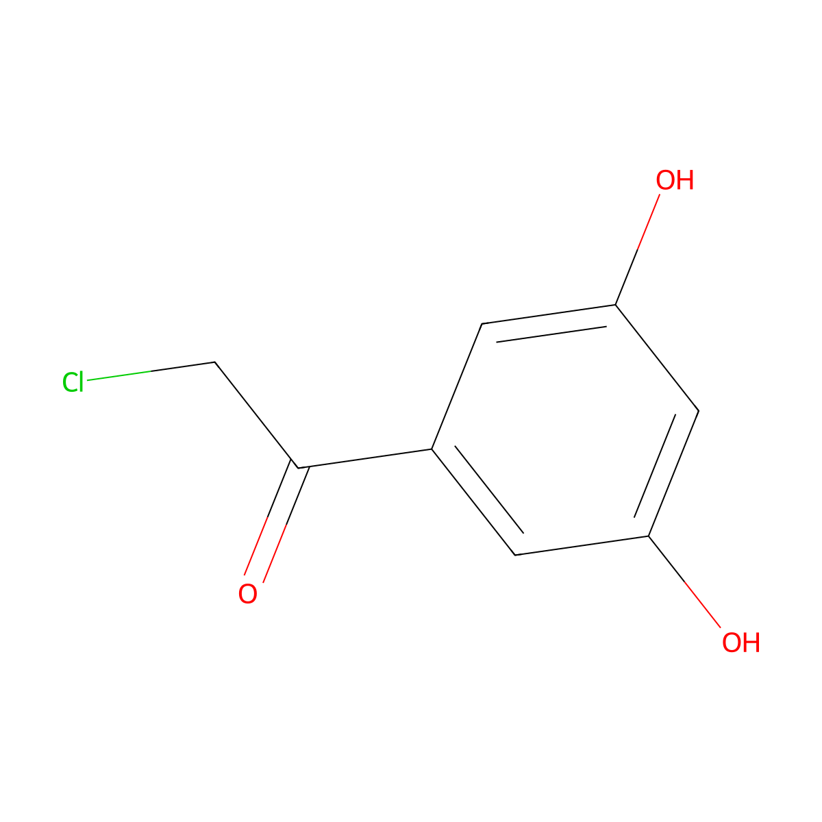 2-Chloro-1-(3,5-dihydroxyphenyl)ethan-1-one molecular structure, CAS 39878-43-8