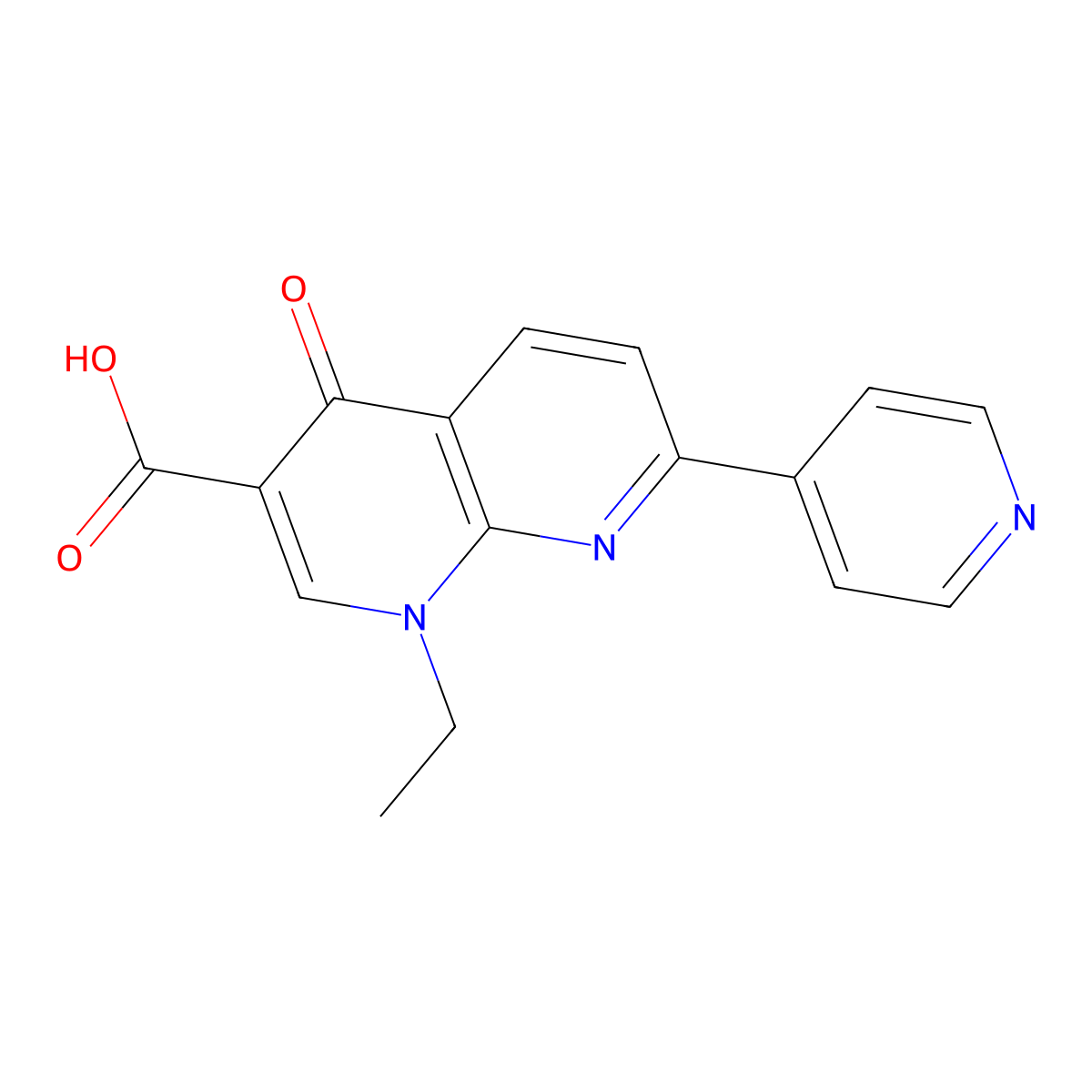 1-Ethyl-4-oxo-7-(pyridin-4-yl)-1,4-dihydro-1,8-naphthyridine-3-carboxylic acid molecular structure, CAS 39883-41-5