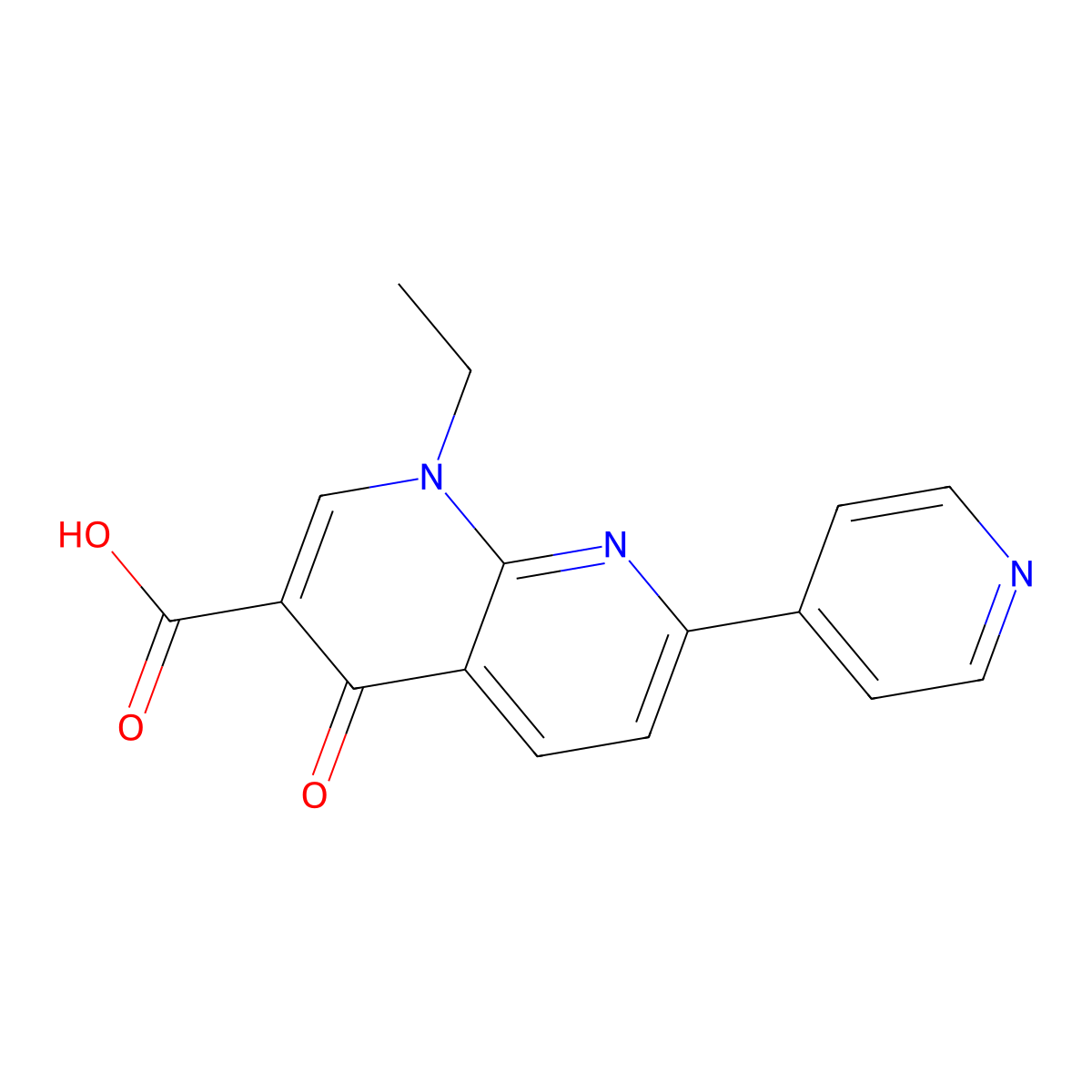 1-Ethyl-4-oxo-7-(pyridin-4-yl)-1,4-dihydro-1,8-naphthyridine-3-carboxylic acid molecular structure, CAS 39883-41-5