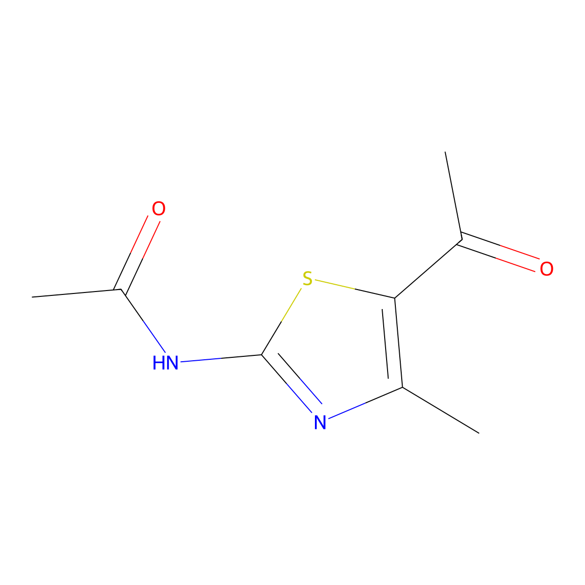 N-(5-acetyl-4-methyl-1,3-thiazol-2-yl)acetamide molecular structure, CAS 39884-12-3