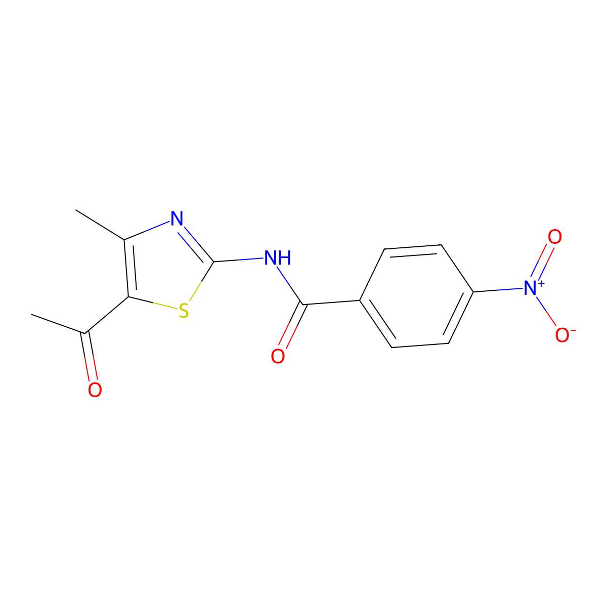 N-(5-acetyl-4-methyl-1,3-thiazol-2-yl)-4-nitrobenzamide molecular structure, CAS 39884-15-6