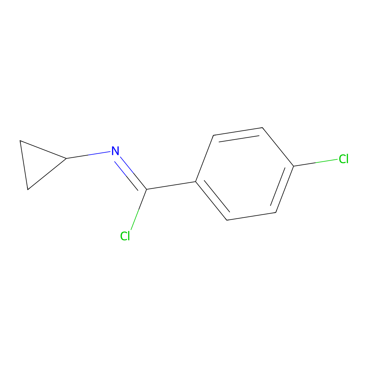 4-chloro-N-cyclopropylbenzene-1-carbonimidoyl chloride molecular structure, CAS 39887-81-5