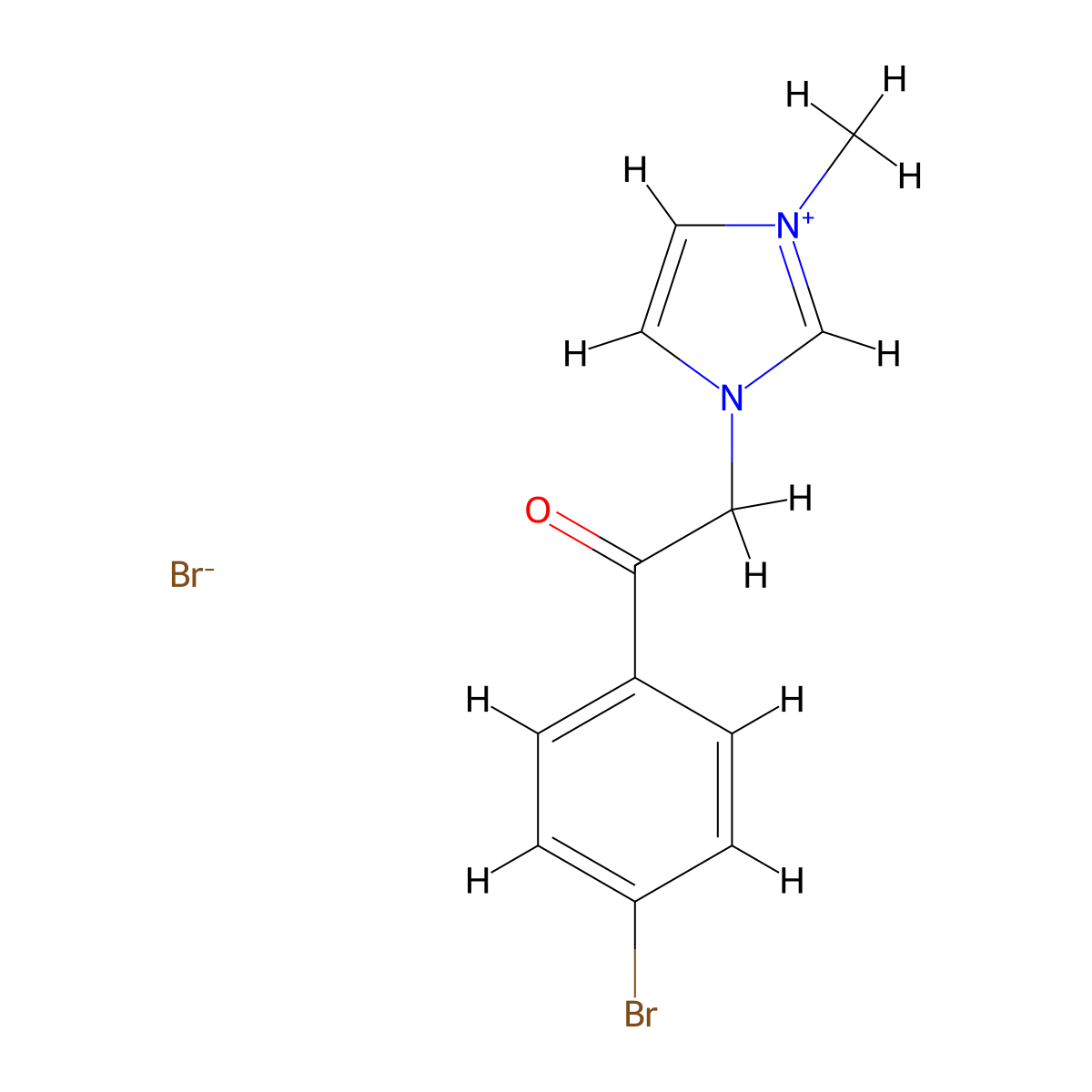 3-[2-(4-bromophenyl)-2-oxoethyl]-1-methyl-1H-imidazol-3-ium bromide molecular structure, CAS 39888-95-4