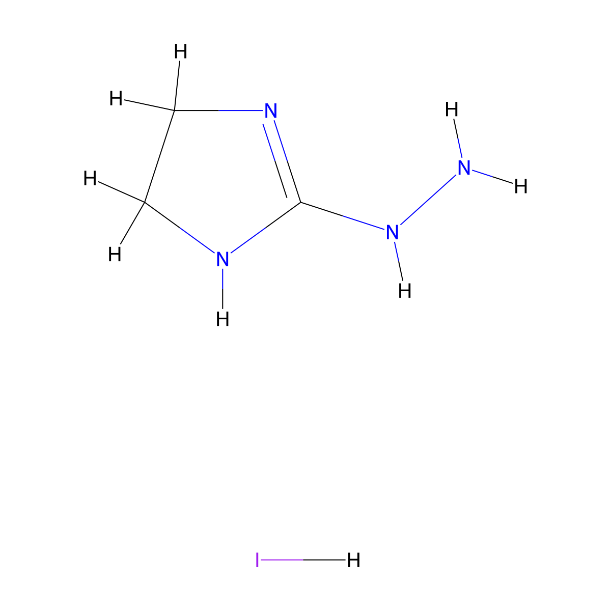 2-hydrazinyl-4,5-dihydro-1H-imidazole hydroiodide molecular structure, CAS 39889-17-3