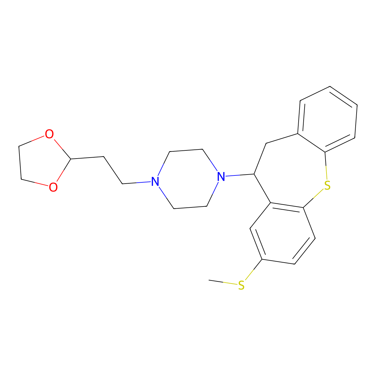 1-[10,11-Dihydro-8-(methylthio)dibenzo[b,f]thiepin-10-yl]-4-[2-(1,3-dioxolan-2-yl)ethyl]piperazine molecular structure, CAS 39889-98-0