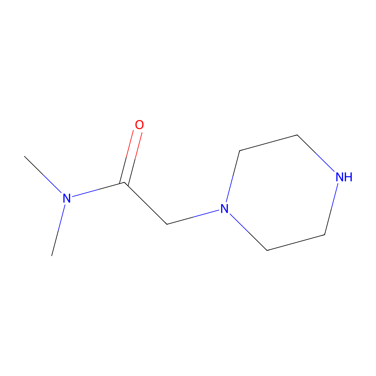 N,N-dimethyl-2-(piperazin-1-yl)acetamide molecular structure, CAS 39890-43-2
