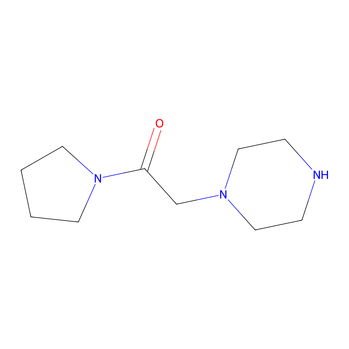 1-((Pyrrolidine-1-carbonyl)methyl)piperazine molecular structure, CAS 39890-45-4