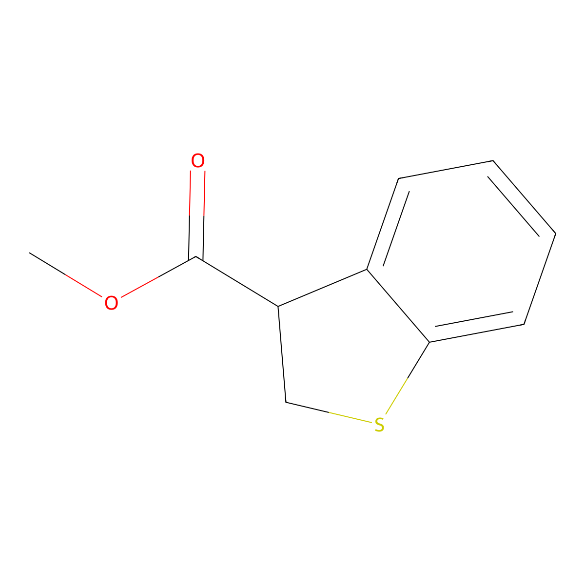 Methyl 2,3-dihydro-1-benzothiophene-3-carboxylate molecular structure, CAS 39891-63-9