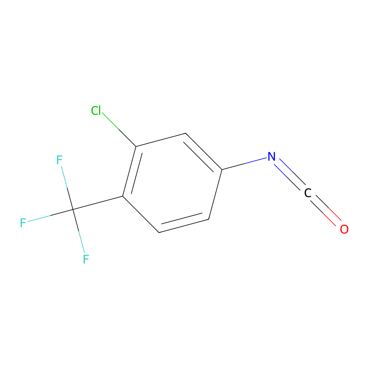 2-Chloro-4-isocyanato-1-(trifluoromethyl)benzene molecular structure, CAS 39893-50-0