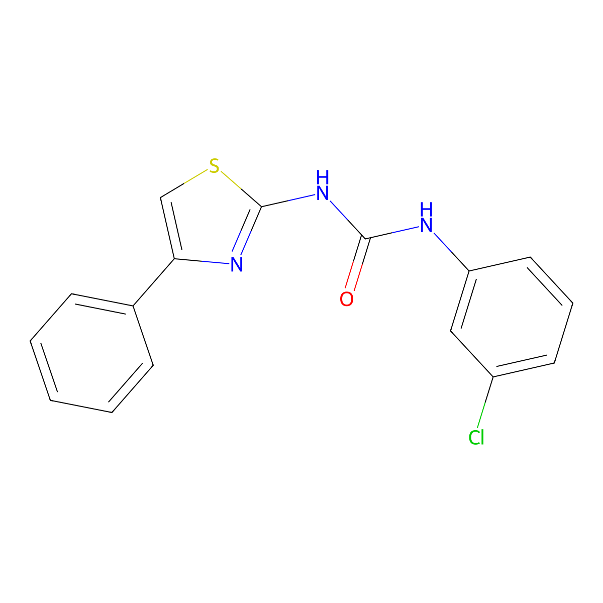 1-(3-Chlorophenyl)-3-(4-phenyl-1,3-thiazol-2-yl)urea molecular structure, CAS 39893-83-9