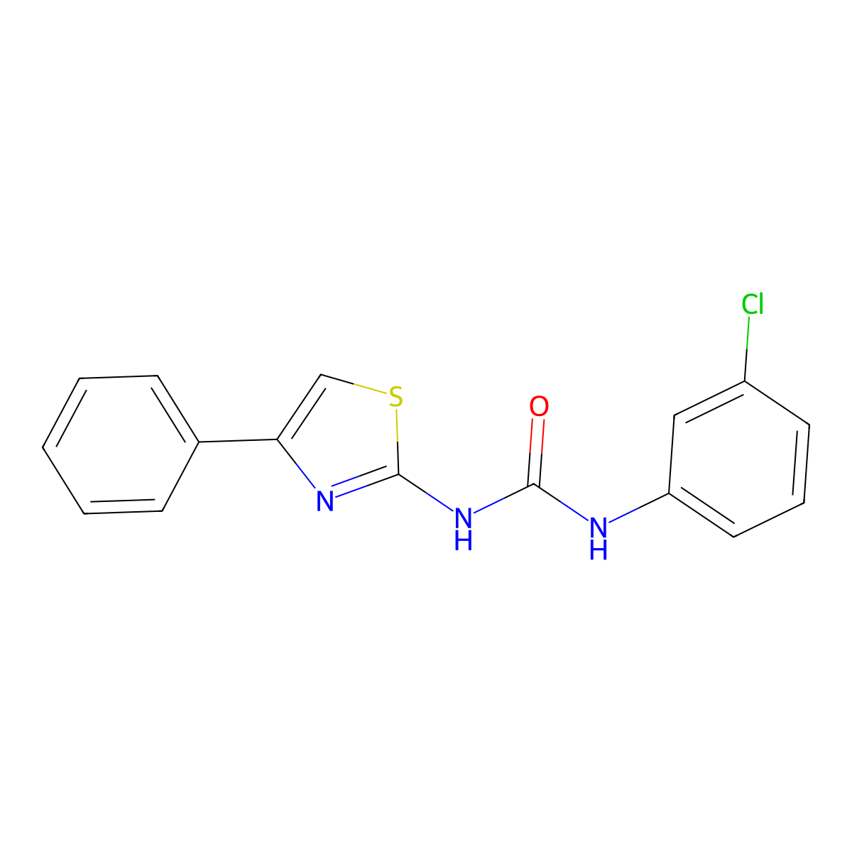 1-(3-Chlorophenyl)-3-(4-phenyl-1,3-thiazol-2-yl)urea molecular structure, CAS 39893-83-9