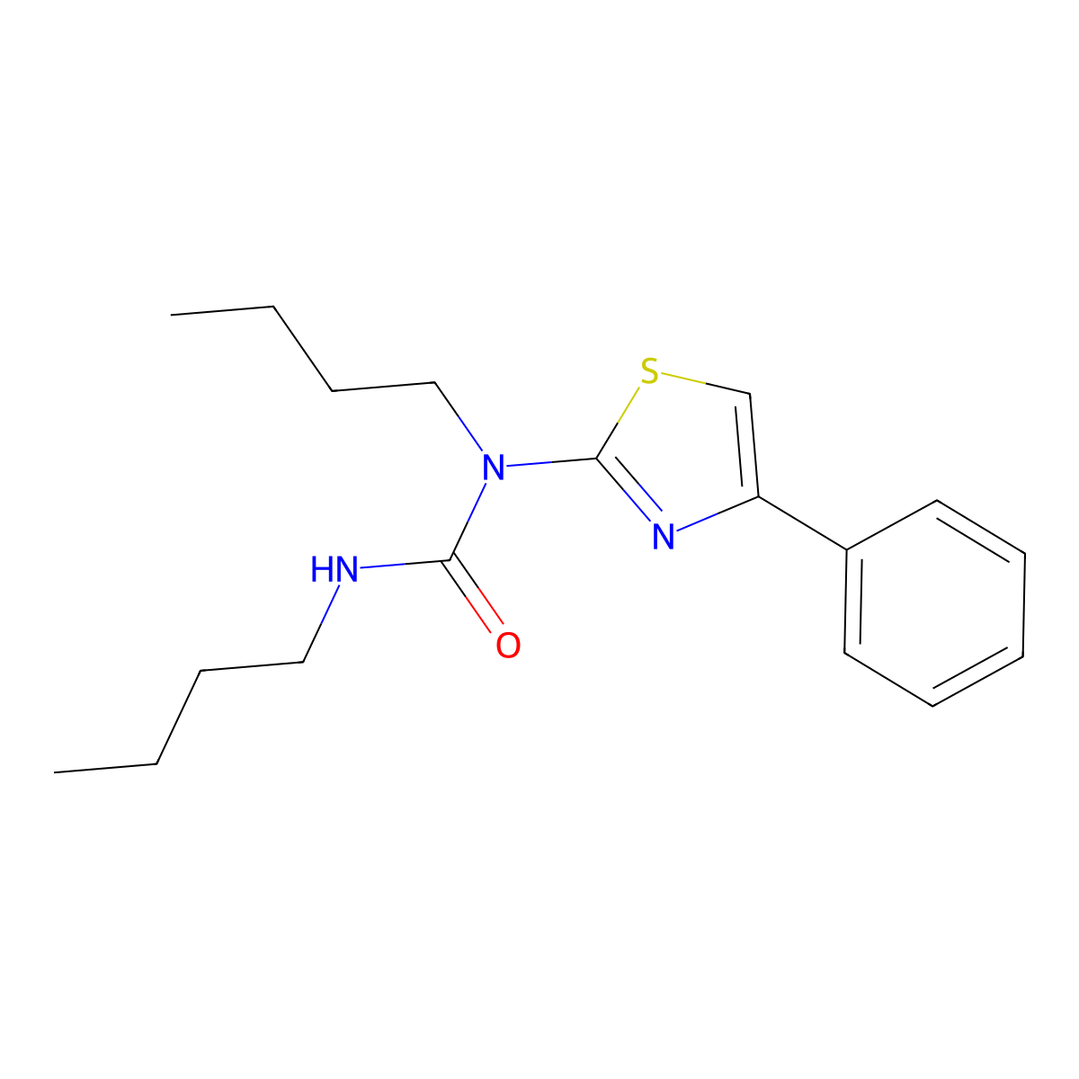 Urea, N,N'-dibutyl-N-(4-phenyl-2-thiazolyl)- molecular structure, CAS 39893-94-2