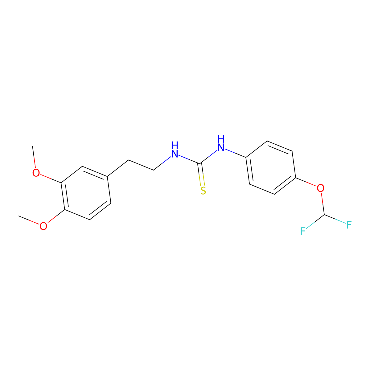 1-[4-(Difluoromethoxy)phenyl]-3-[2-(3,4-dimethoxyphenyl)ethyl]thiourea molecular structure, CAS 398995-75-0