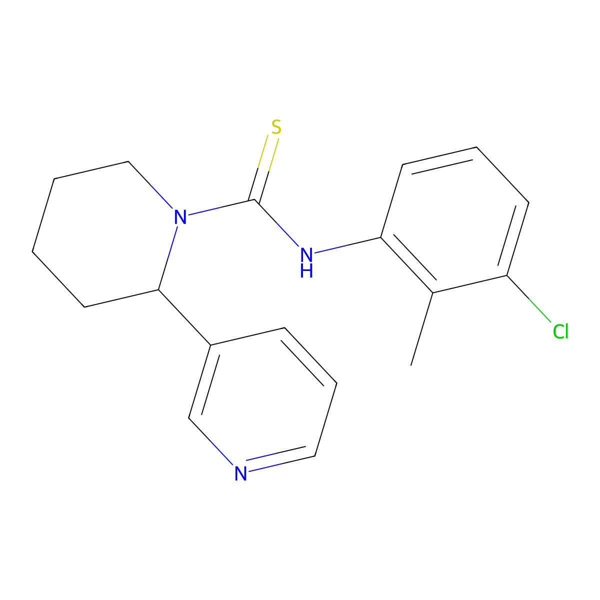 N-(3-chloro-2-methylphenyl)-2-(pyridin-3-yl)piperidine-1-carbothioamide molecular structure, CAS 398995-78-3