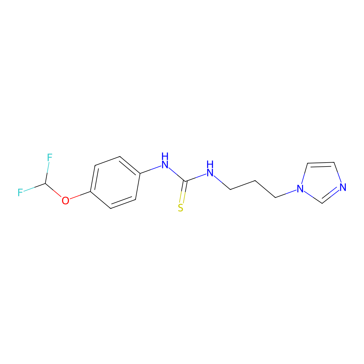 1-(3-(1H-imidazol-1-yl)propyl)-3-(4-(difluoromethoxy)phenyl)thiourea molecular structure, CAS 398995-81-8