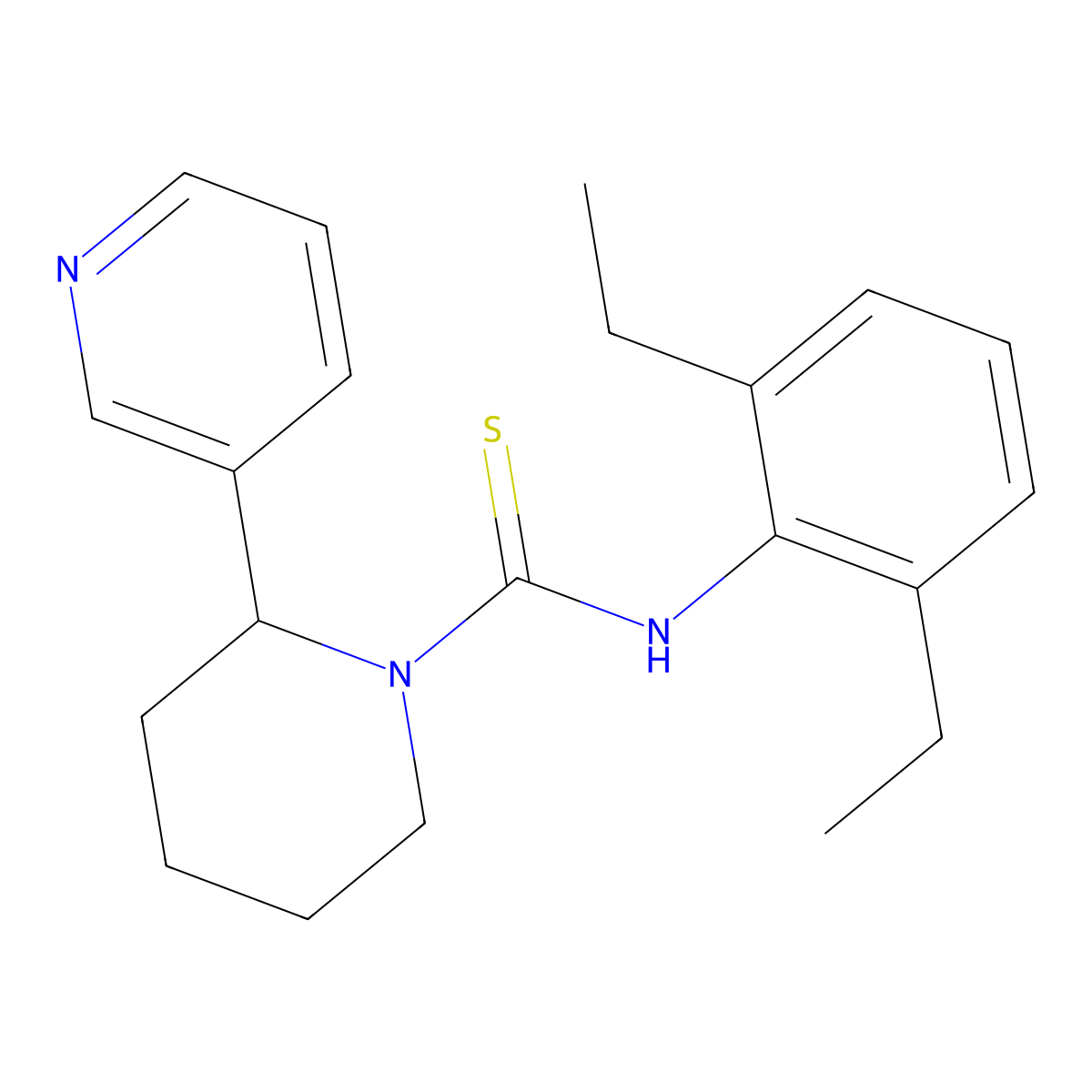 N-(2,6-diethylphenyl)-2-(pyridin-3-yl)piperidine-1-carbothioamide molecular structure, CAS 398995-82-9