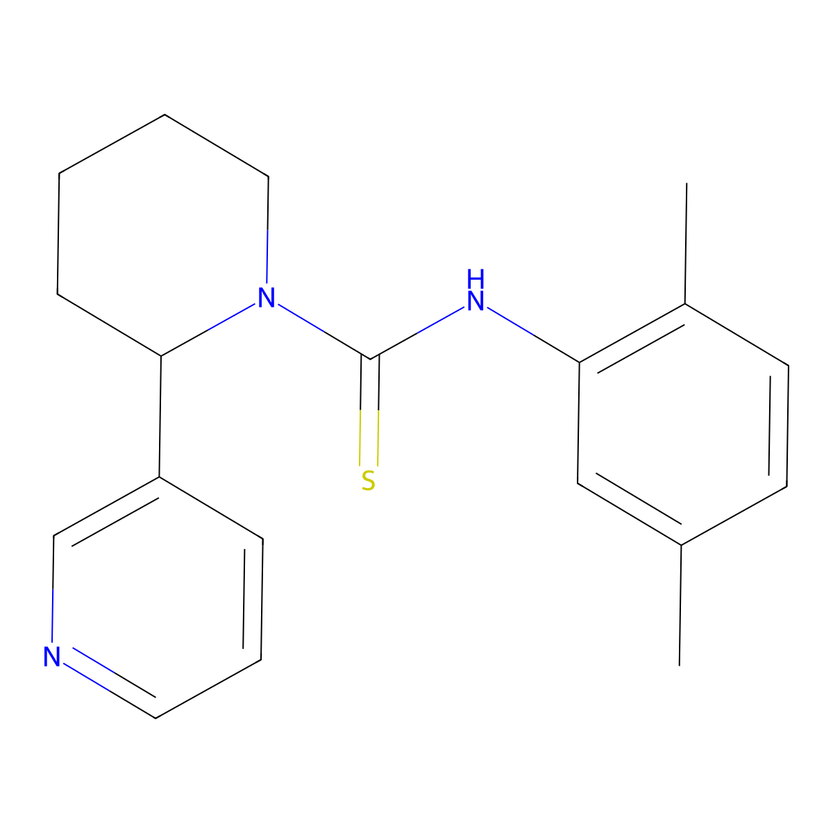 N-(2,5-dimethylphenyl)-2-(pyridin-3-yl)piperidine-1-carbothioamide molecular structure, CAS 398995-86-3