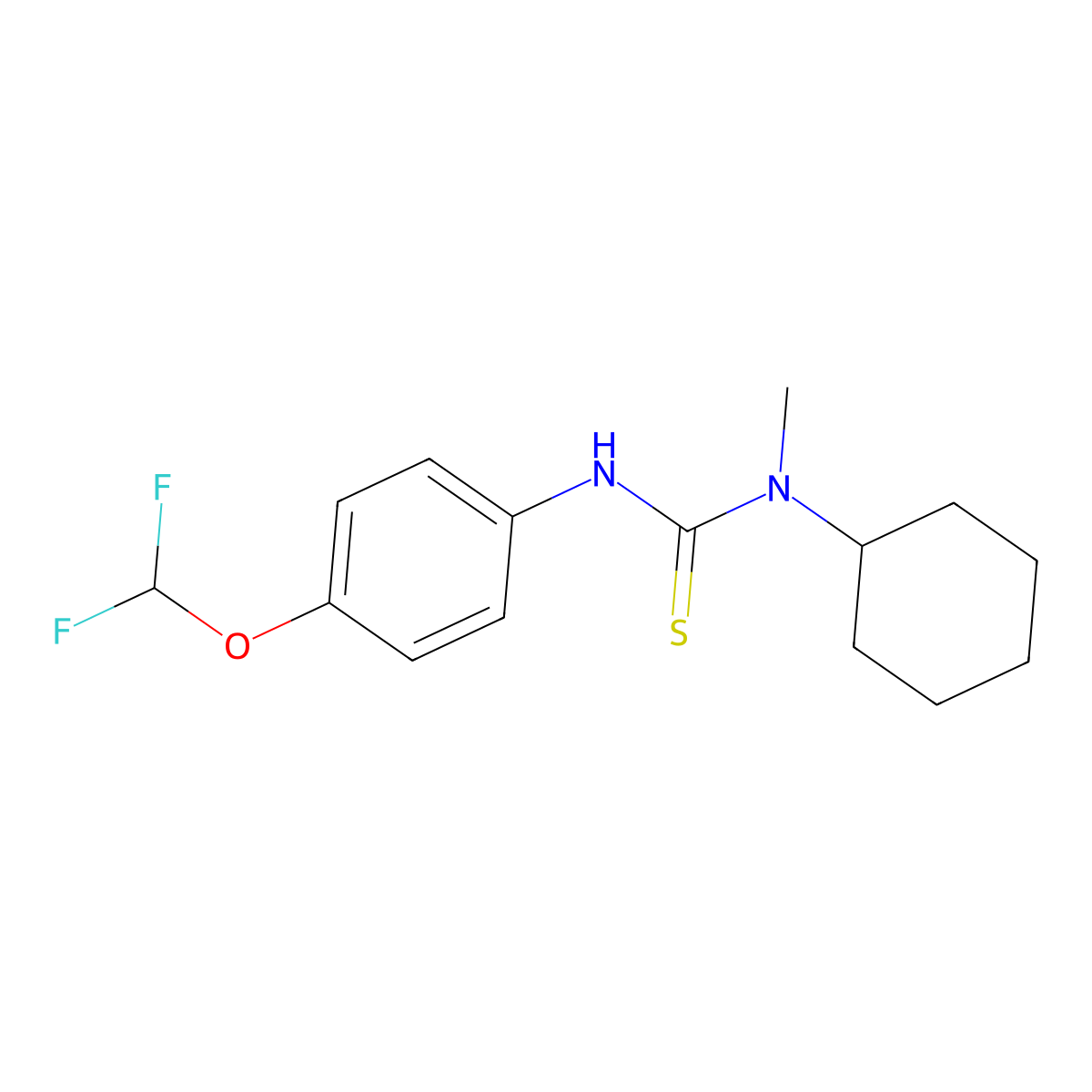1-Cyclohexyl-3-(4-(difluoromethoxy)phenyl)-1-methylthiourea molecular structure, CAS 398996-05-9