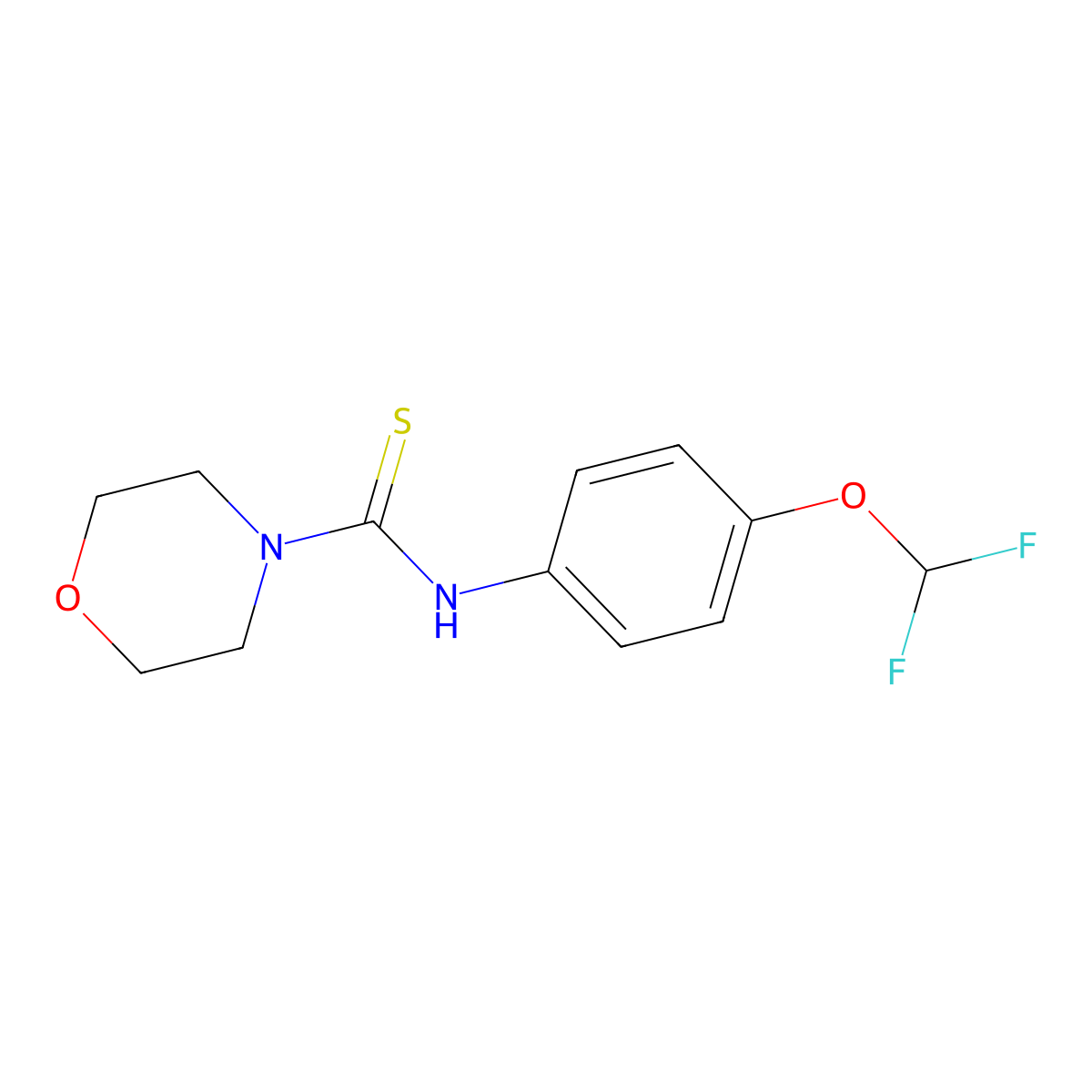 N-[4-(difluoromethoxy)phenyl]morpholine-4-carbothioamide molecular structure, CAS 398996-17-3