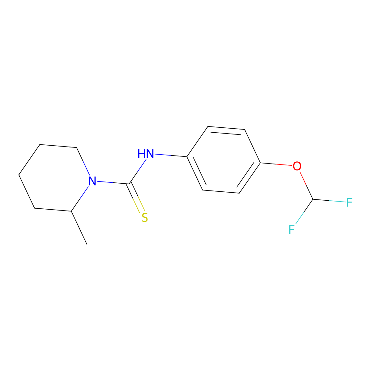 N-[4-(difluoromethoxy)phenyl]-2-methylpiperidine-1-carbothioamide molecular structure, CAS 398996-22-0