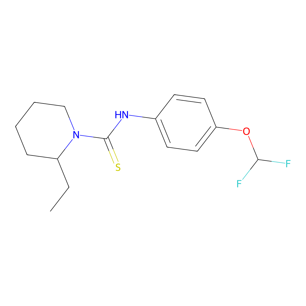N-[4-(difluoromethoxy)phenyl]-2-ethylpiperidine-1-carbothioamide molecular structure, CAS 398996-23-1