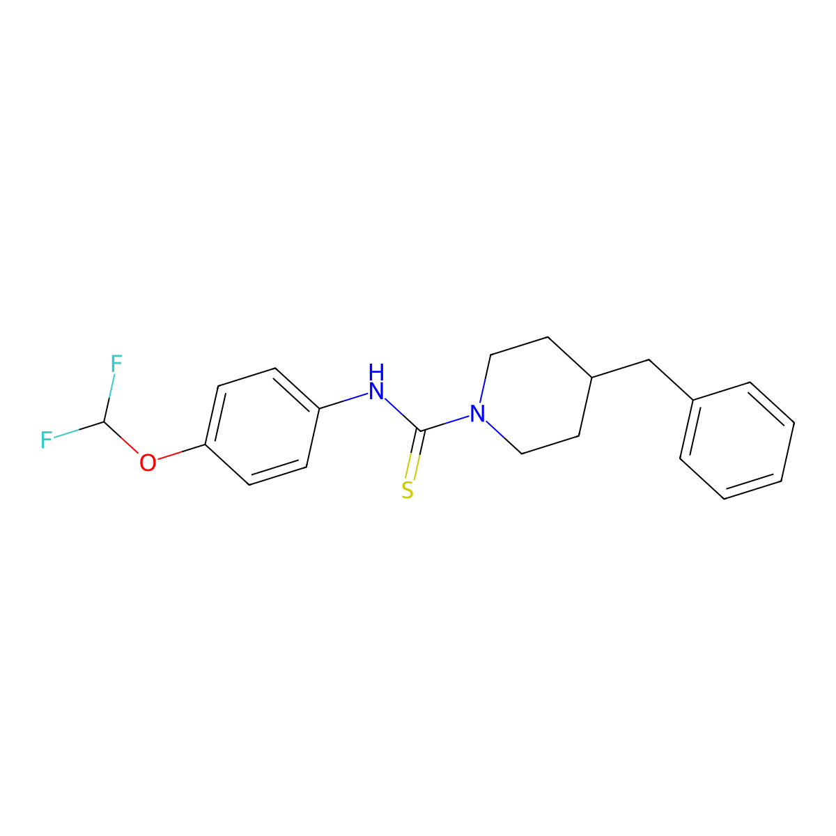 4-benzyl-N-[4-(difluoromethoxy)phenyl]piperidine-1-carbothioamide molecular structure, CAS 398996-25-3