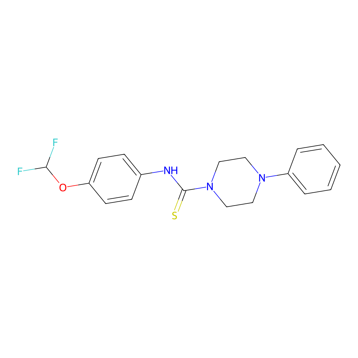 N-[4-(difluoromethoxy)phenyl]-4-phenylpiperazine-1-carbothioamide molecular structure, CAS 398996-27-5