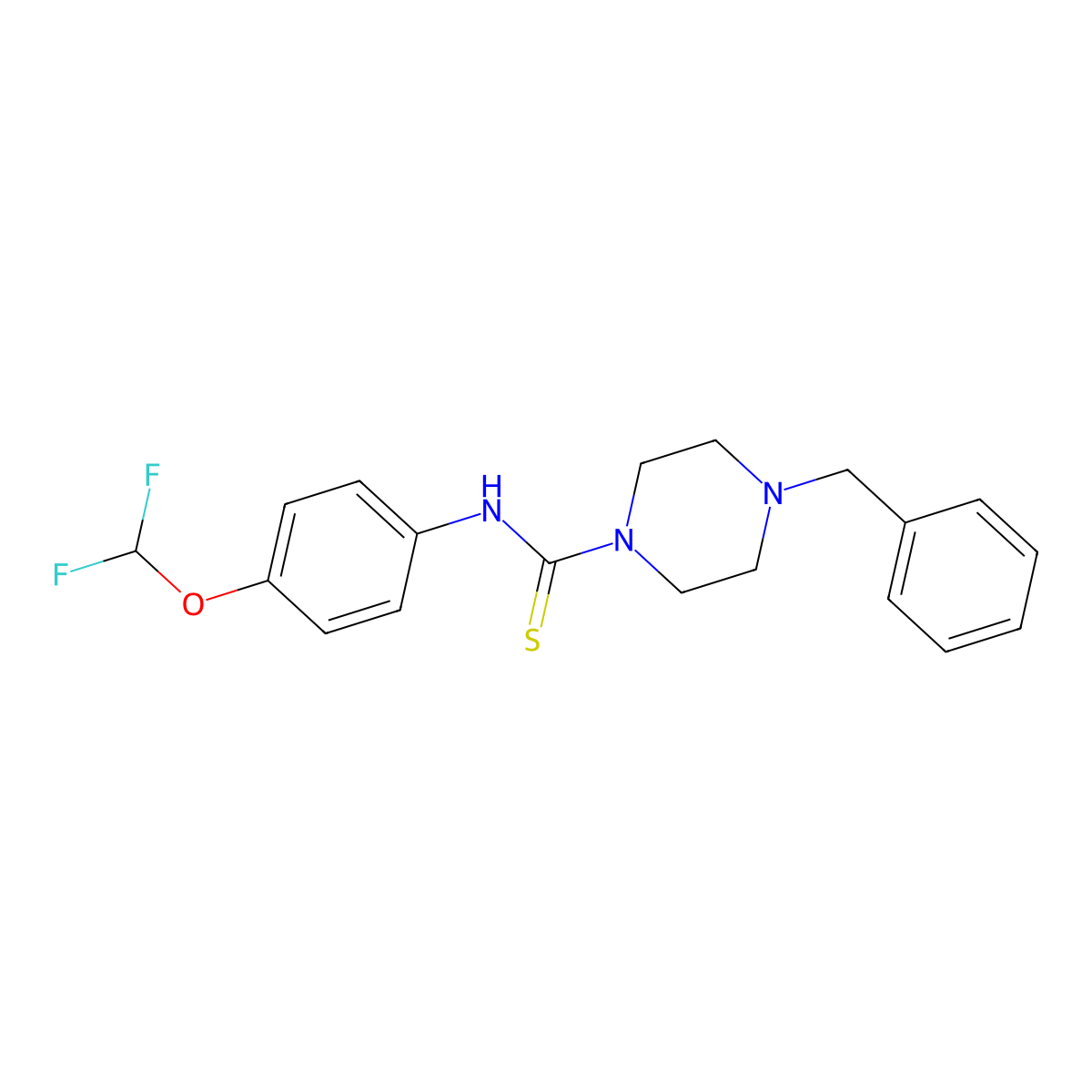 4-benzyl-N-[4-(difluoromethoxy)phenyl]piperazine-1-carbothioamide molecular structure, CAS 398996-28-6