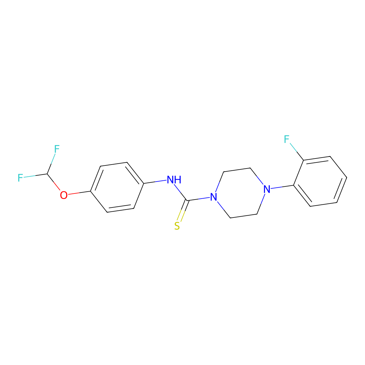 N-[4-(difluoromethoxy)phenyl]-4-(2-fluorophenyl)piperazine-1-carbothioamide molecular structure, CAS 398996-29-7