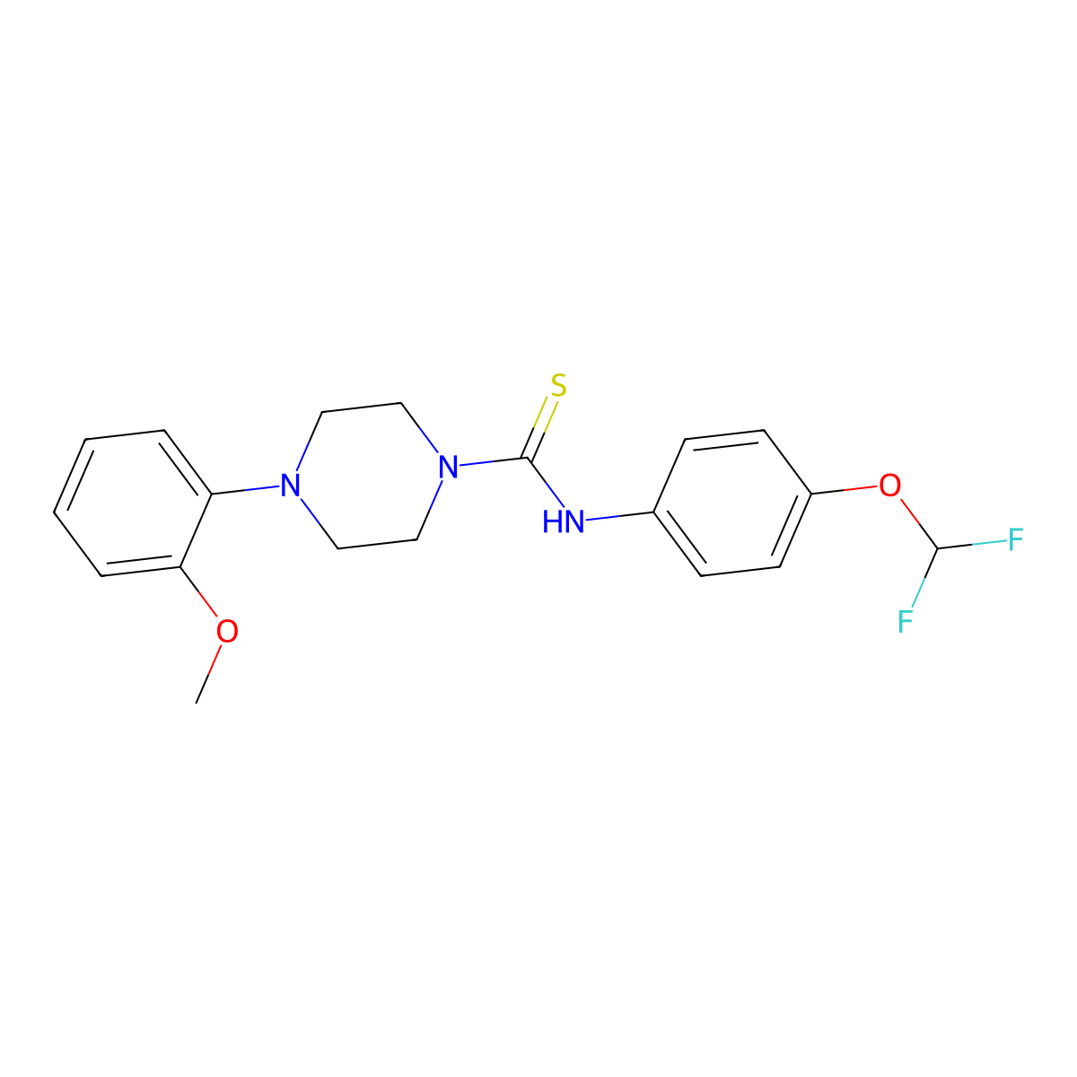 N-[4-(difluoromethoxy)phenyl]-4-(2-methoxyphenyl)piperazine-1-carbothioamide molecular structure, CAS 398996-30-0