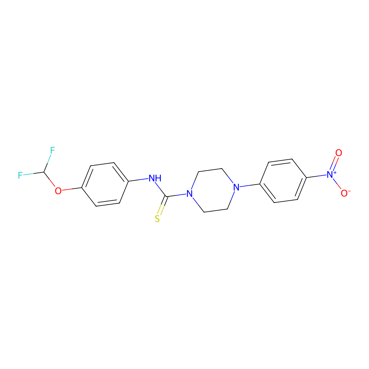 N-[4-(difluoromethoxy)phenyl]-4-(4-nitrophenyl)piperazine-1-carbothioamide molecular structure, CAS 398996-31-1