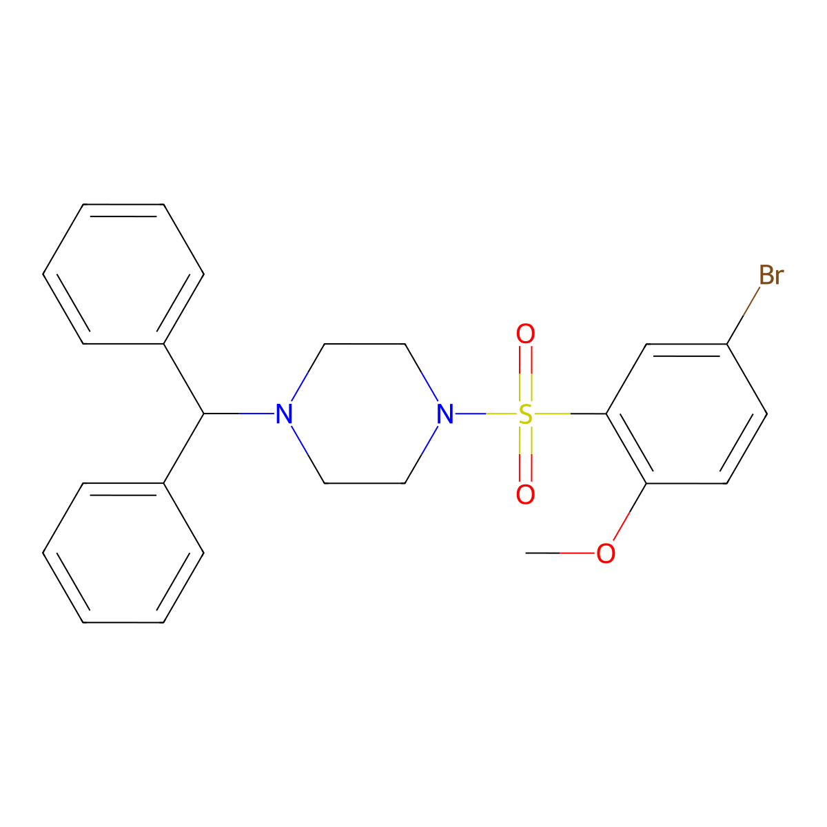 1-(5-Bromo-2-methoxybenzenesulfonyl)-4-(diphenylmethyl)piperazine molecular structure, CAS 398996-38-8