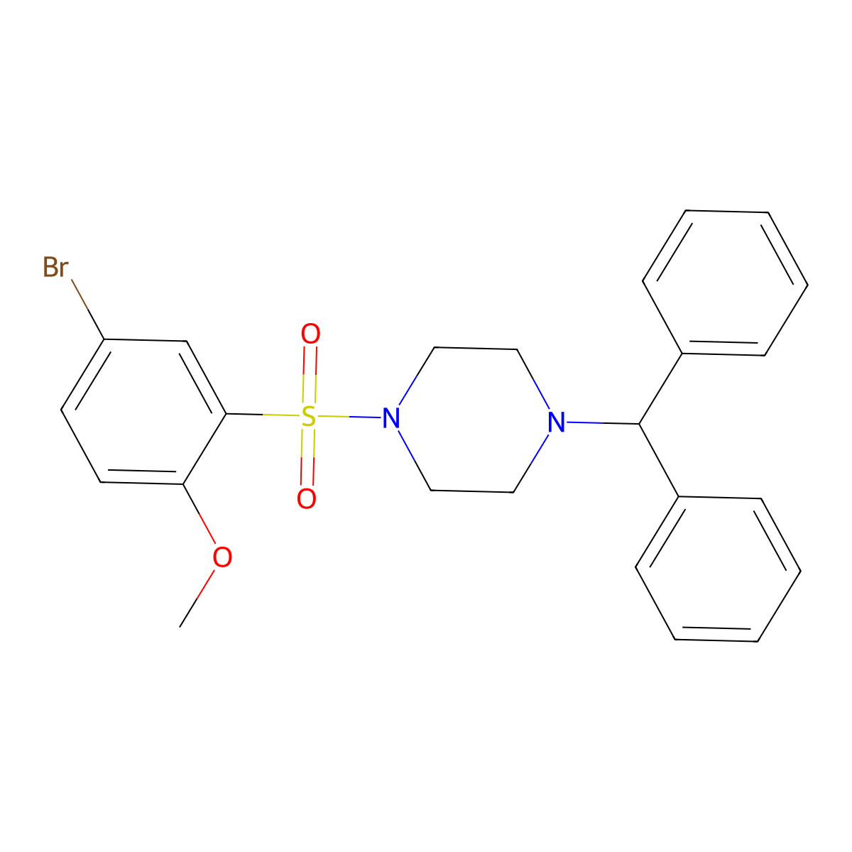1-(5-Bromo-2-methoxybenzenesulfonyl)-4-(diphenylmethyl)piperazine molecular structure, CAS 398996-38-8