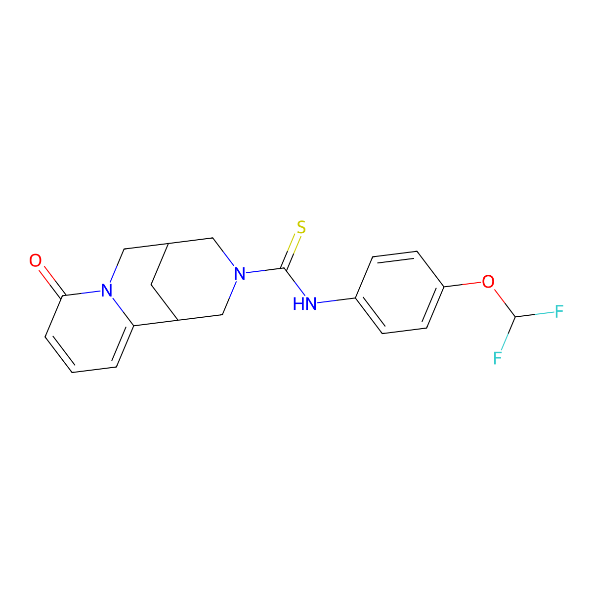 N-(4-(difluoromethoxy)phenyl)-8-oxo-4,5,6,8-tetrahydro-1H-1,5-methanopyrido[1,2-a][1,5]diazocine-3(2H)-carbothioamide molecular structure, CAS 398996-39-9