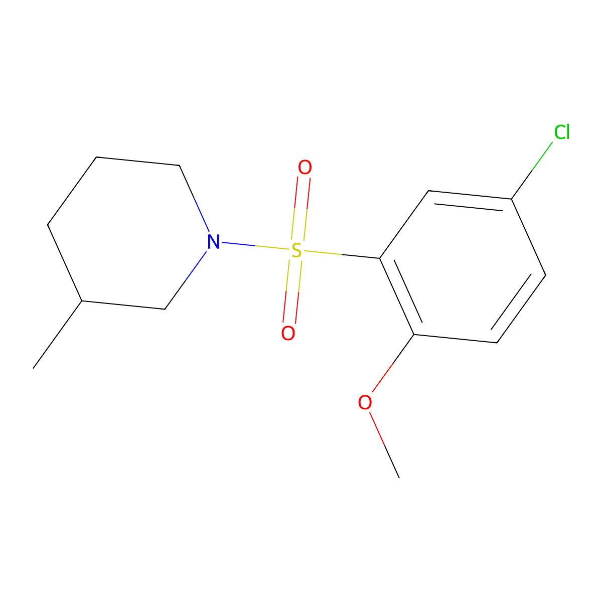 1-[(5-Chloro-2-methoxyphenyl)sulfonyl]-3-methylpiperidine molecular structure, CAS 398996-44-6