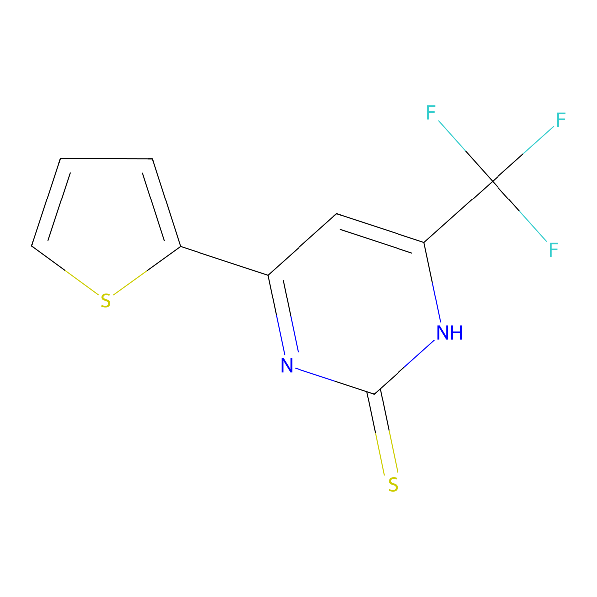 4-(Thiophen-2-yl)-6-(trifluoromethyl)pyrimidine-2-thiol molecular structure, CAS 398996-45-7