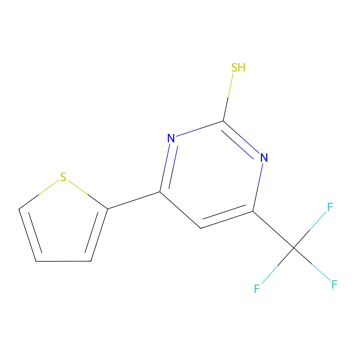 4-(Thiophen-2-yl)-6-(trifluoromethyl)pyrimidine-2-thiol molecular structure, CAS 398996-45-7