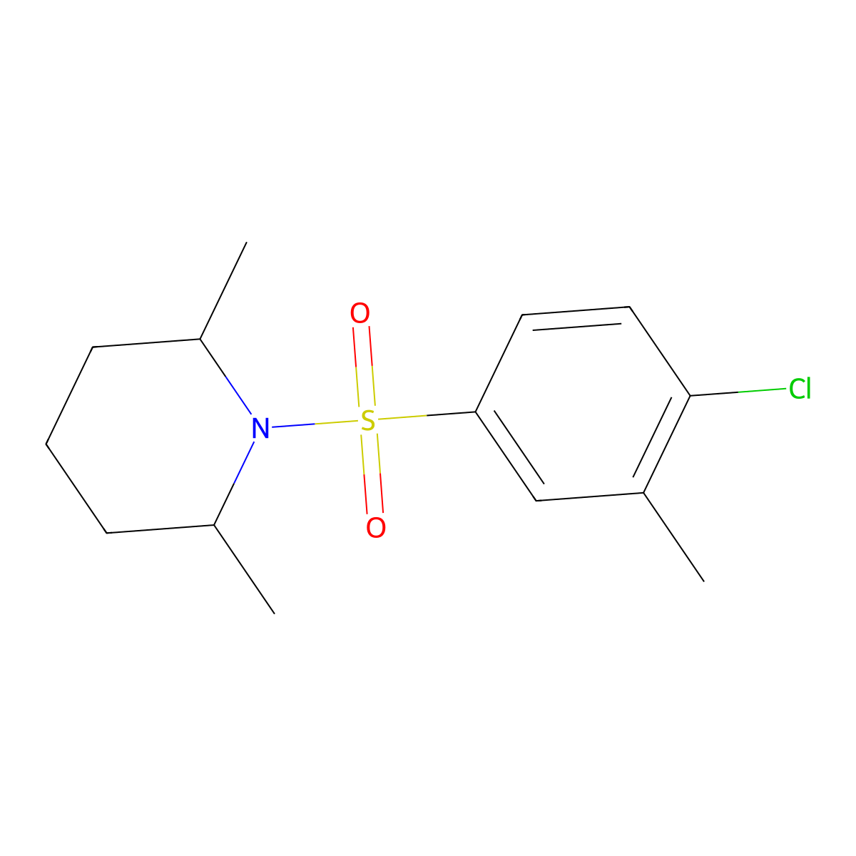 1-((4-Chloro-3-methylphenyl)sulfonyl)-2,6-dimethylpiperidine molecular structure, CAS 398996-48-0