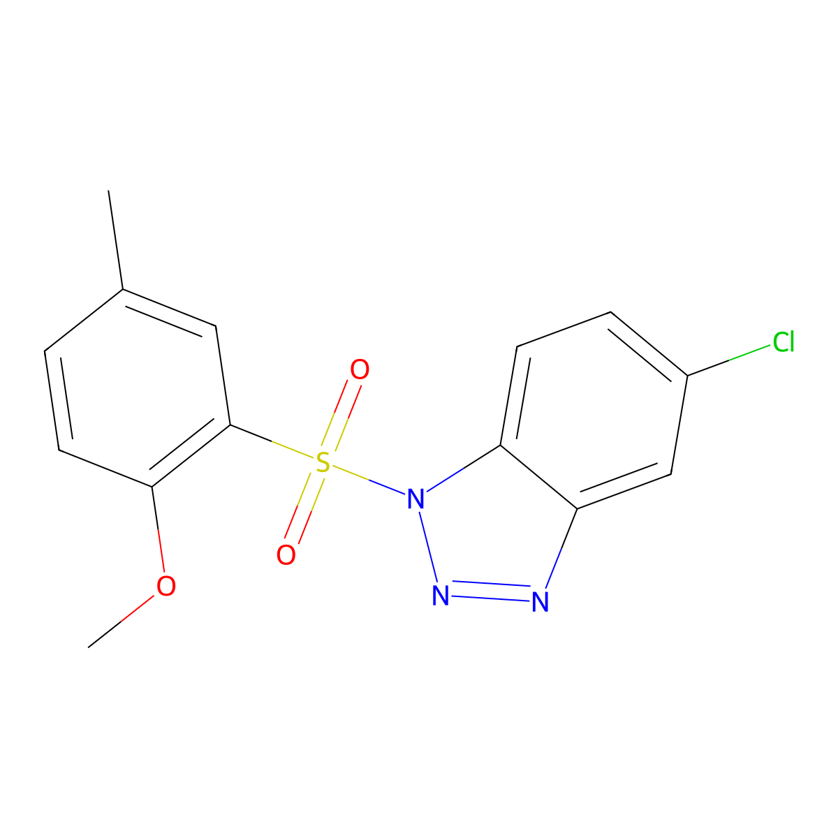 5-Chloro-1-(2-methoxy-5-methylphenyl)sulfonylbenzotriazole molecular structure, CAS 398996-51-5