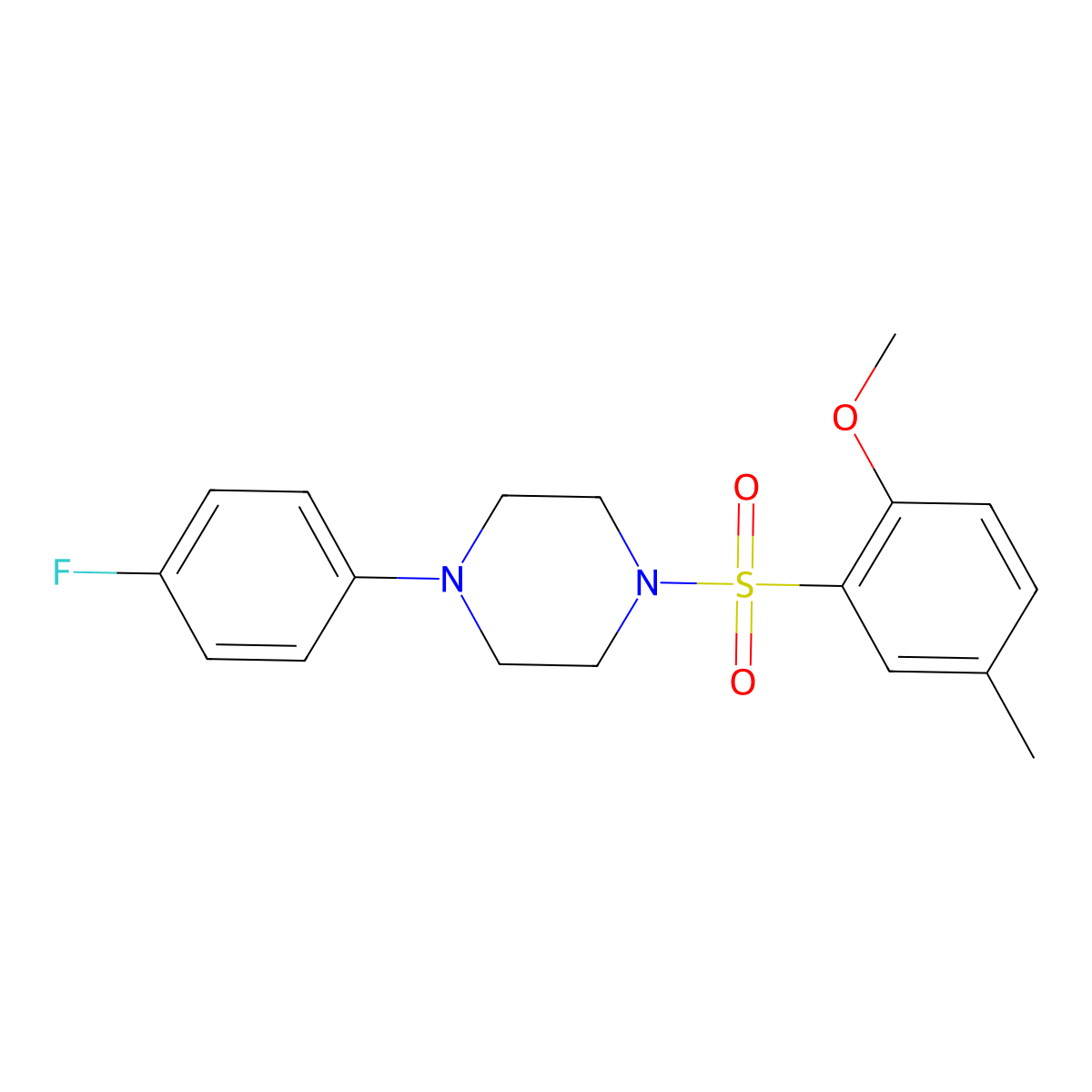 1-(4-Fluoro-phenyl)-4-(2-methoxy-5-methyl-benzenesulfonyl)-piperazine molecular structure, CAS 398996-53-7